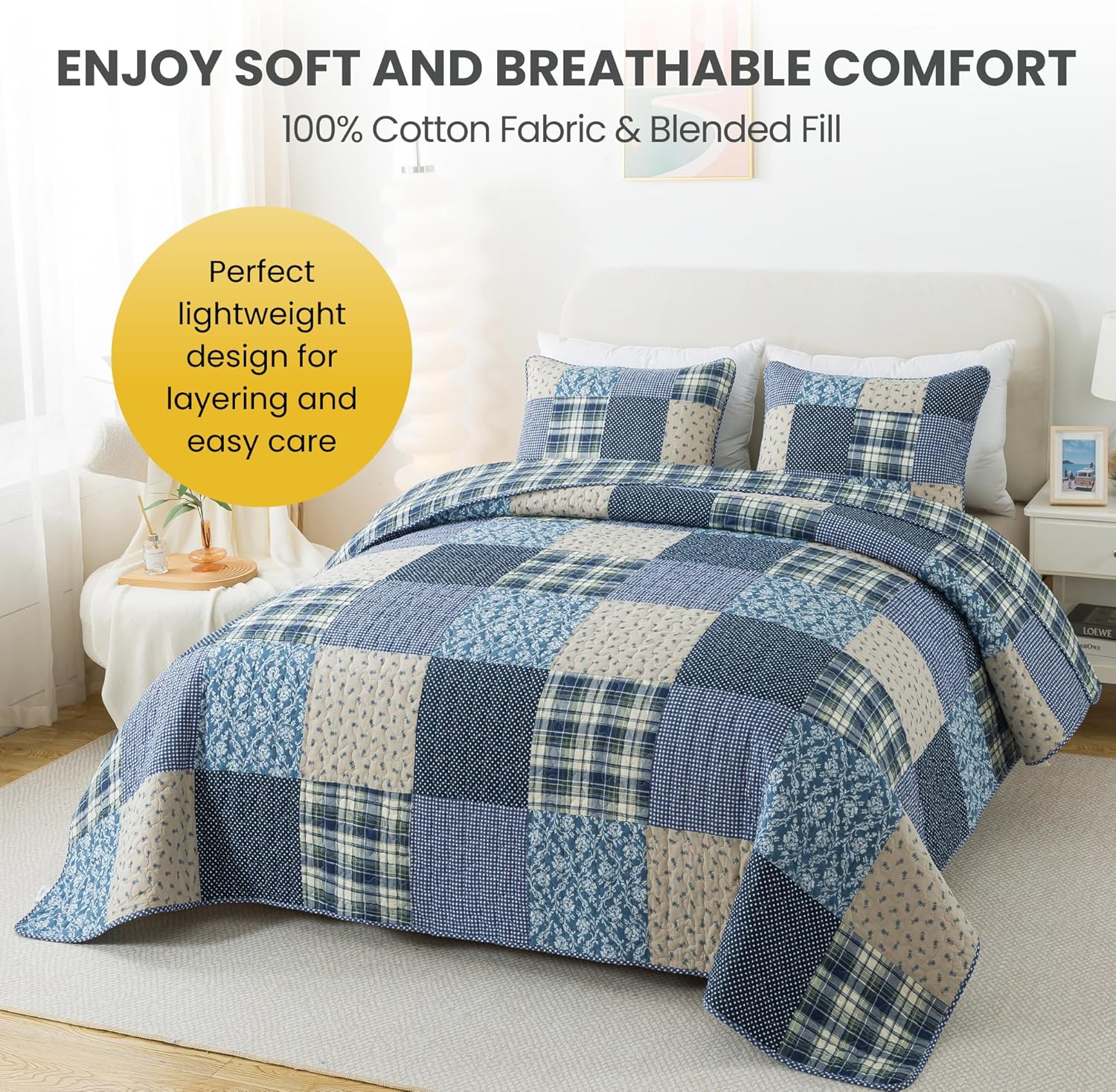 SLPR Blue Symphony Cotton Quilt Set - Twin