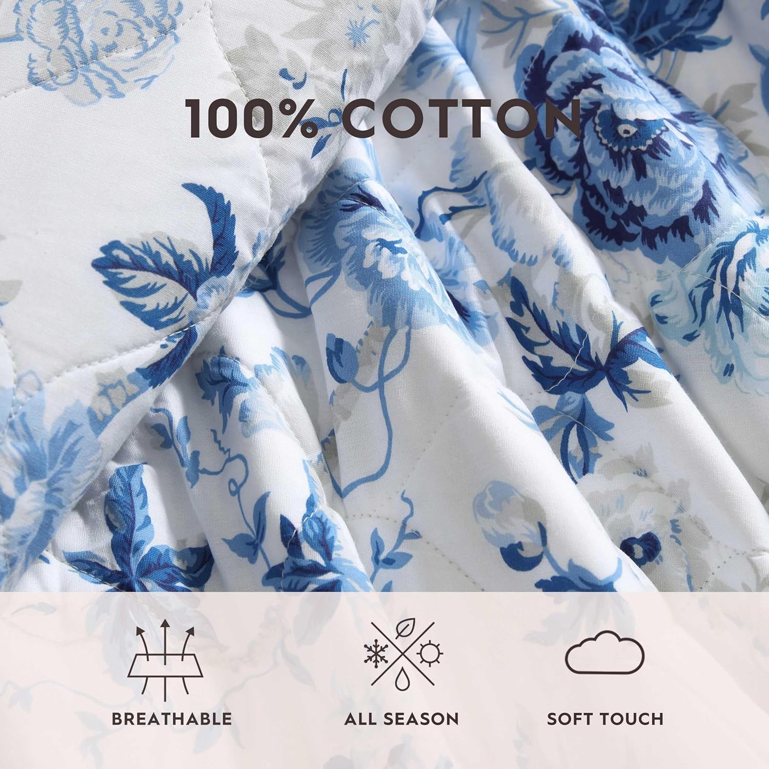 Laura Ashley - FullQueen Quilt Set with Reversible Floral Design