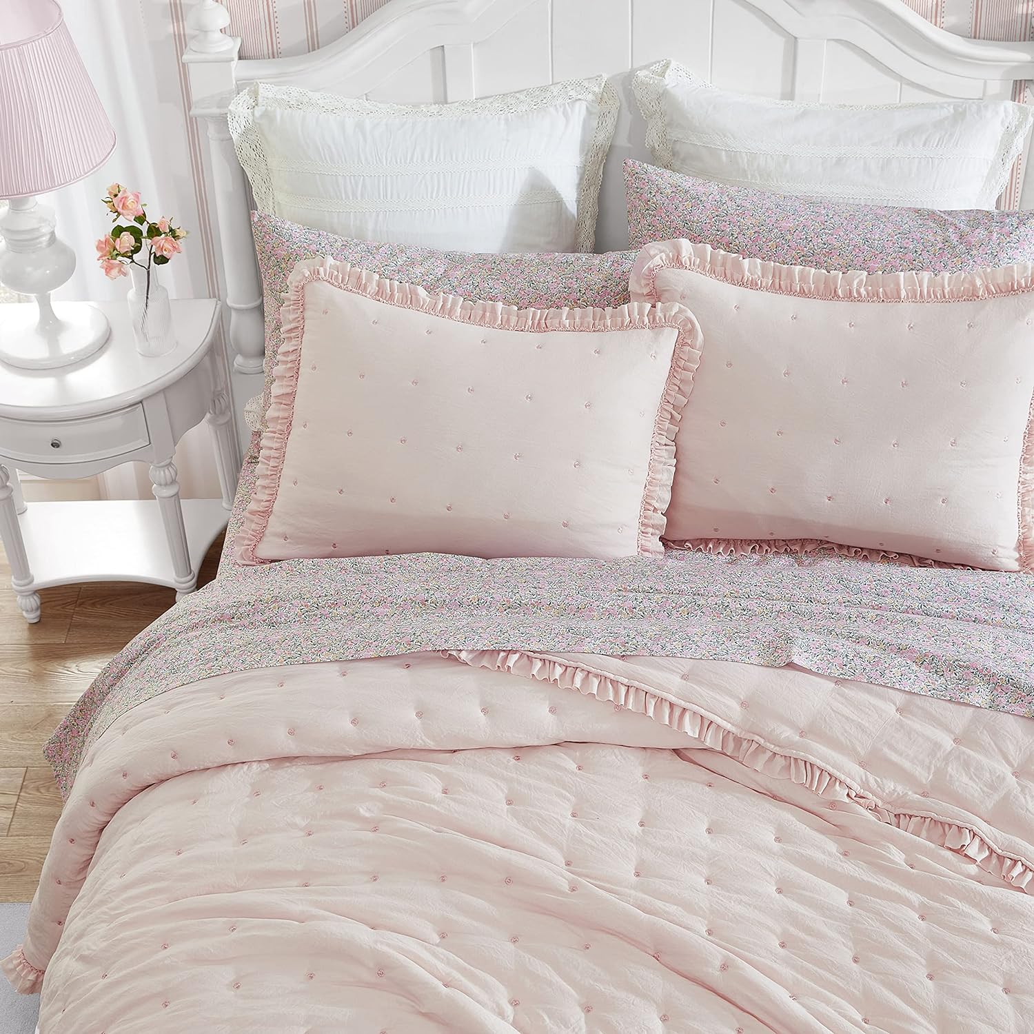 Laura Ashley Twin Quilt Set Reversible Bedding Set