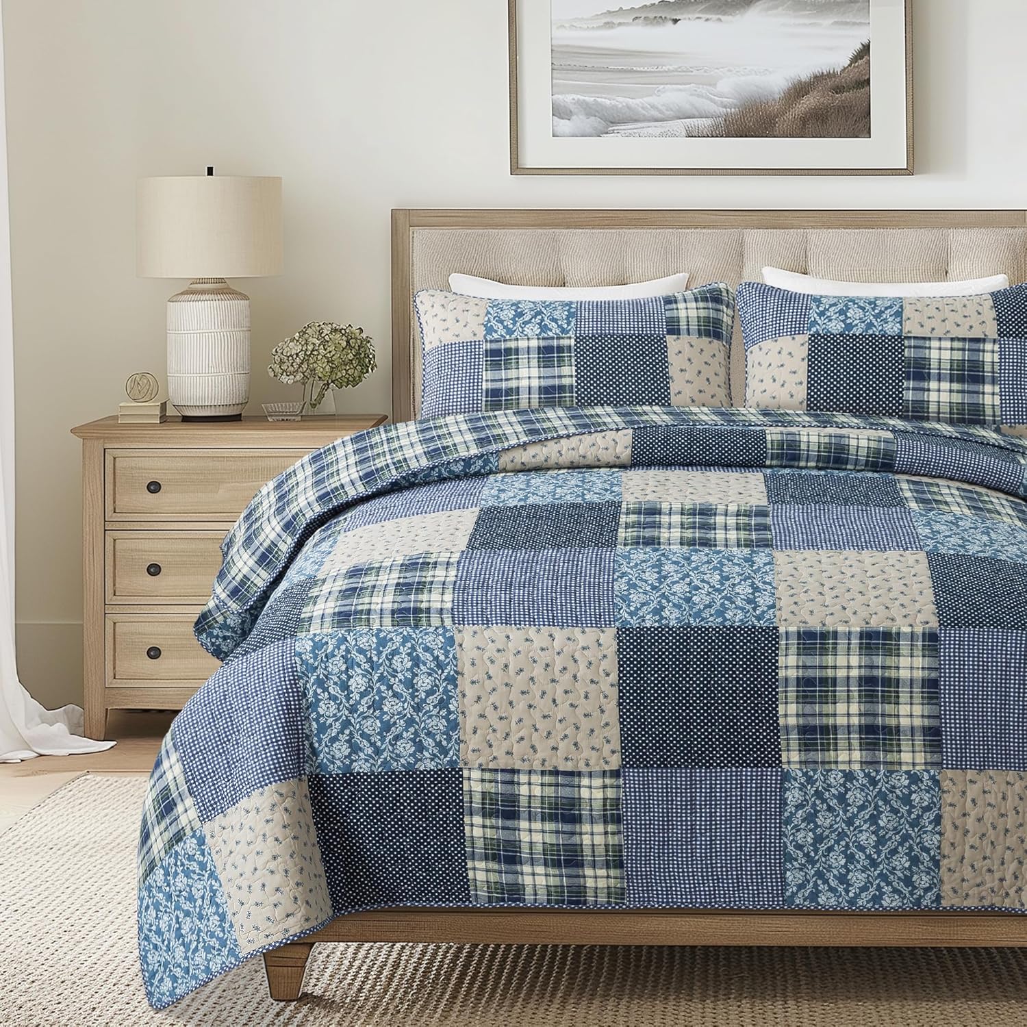 SLPR Blue Symphony Cotton Quilt Set - Twin