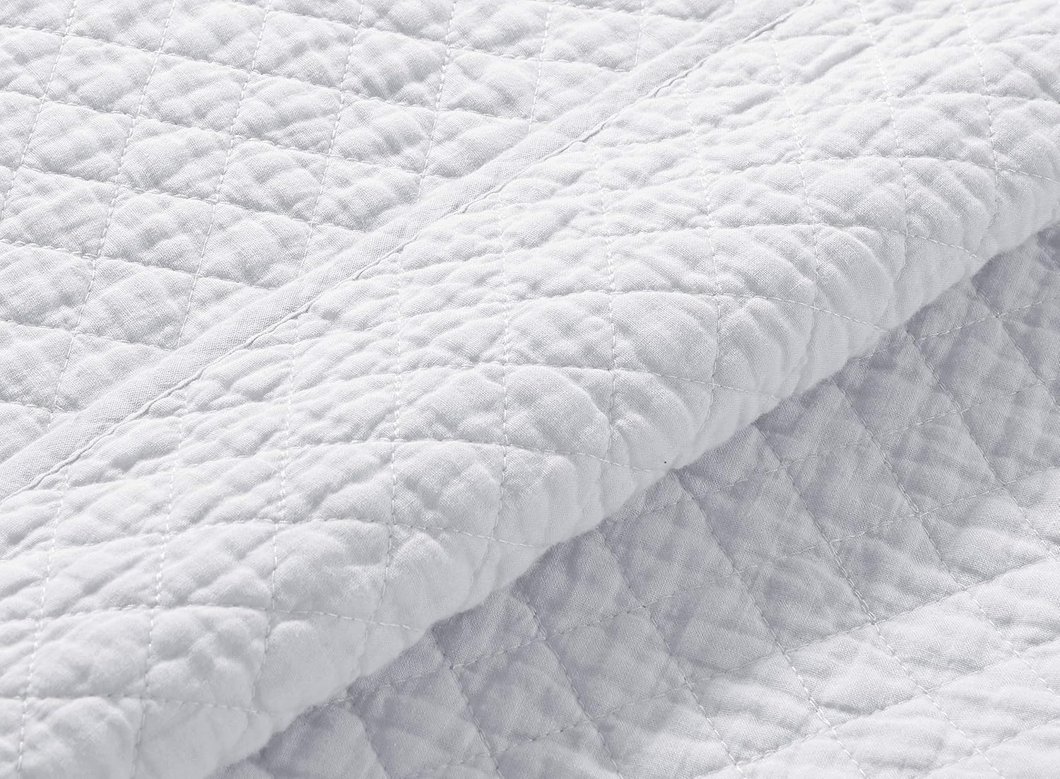 Chezmoi Avon 2-Piece Diamond Stitch Quilt Set Twin White 1