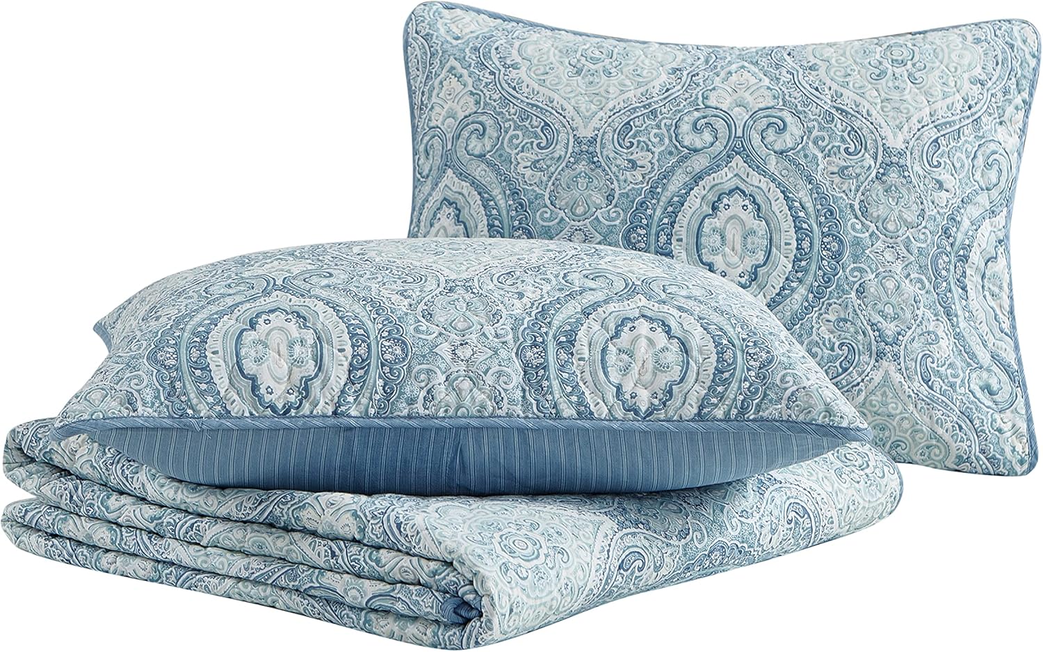 Tommy Bahama King Quilt Set - Turtle Cove Caribbean Blue
