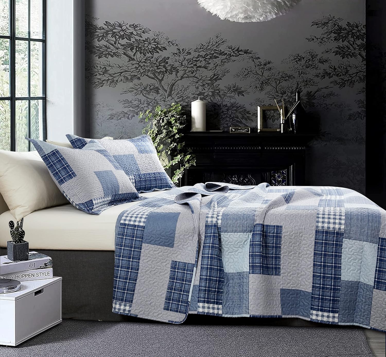 Jessy Home King Size Plaid Quilt Bedding Set