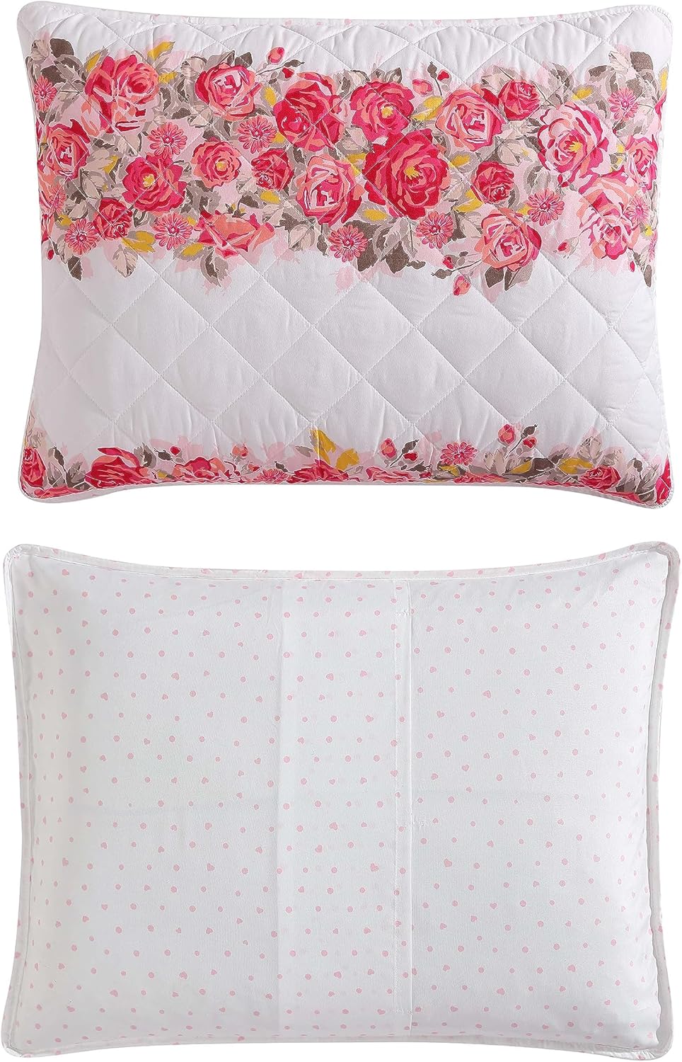 Betsey Johnson Queen Quilt Set - Banded Floral Pink