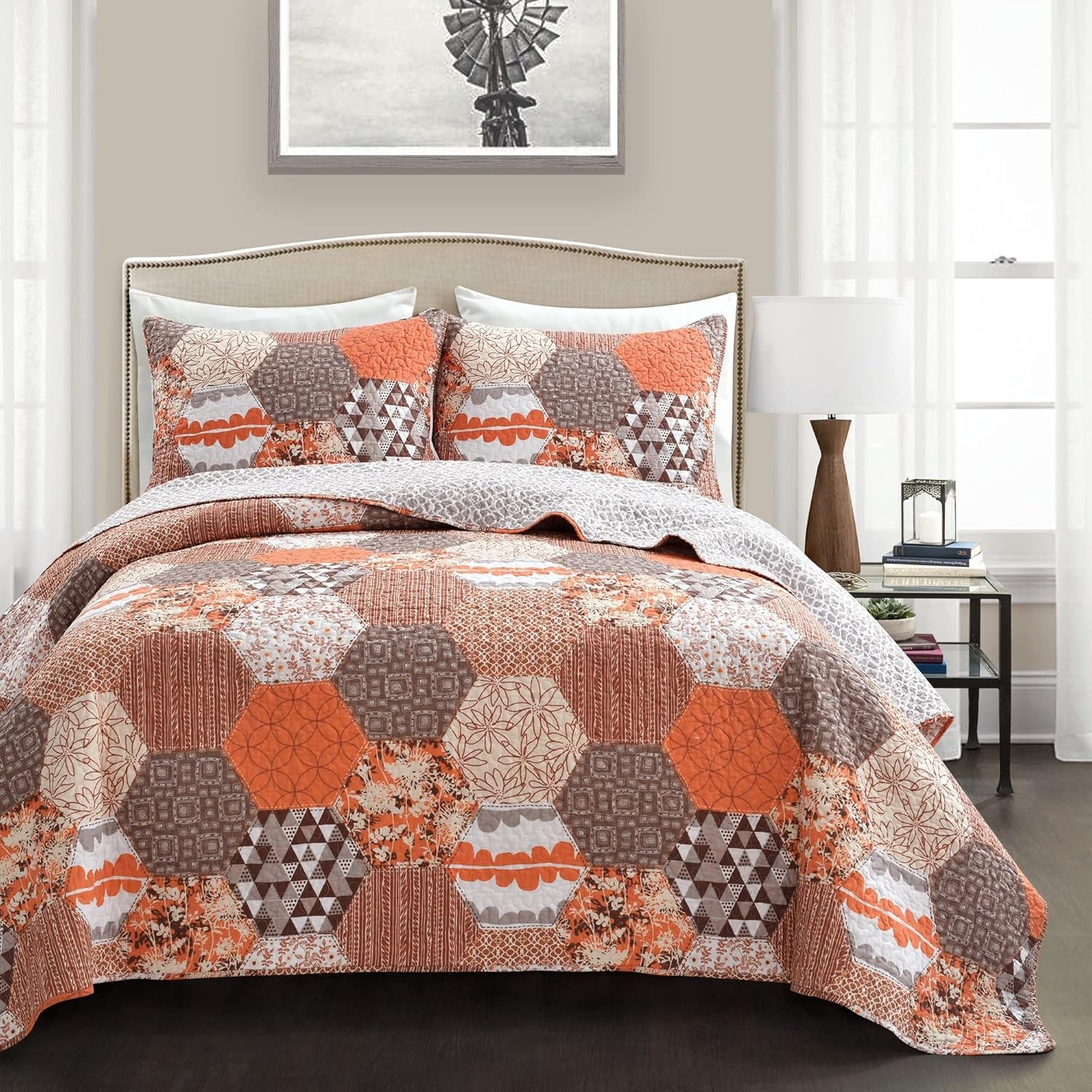 Lush Decor Briley 3 Piece Quilt Set Turquoise King