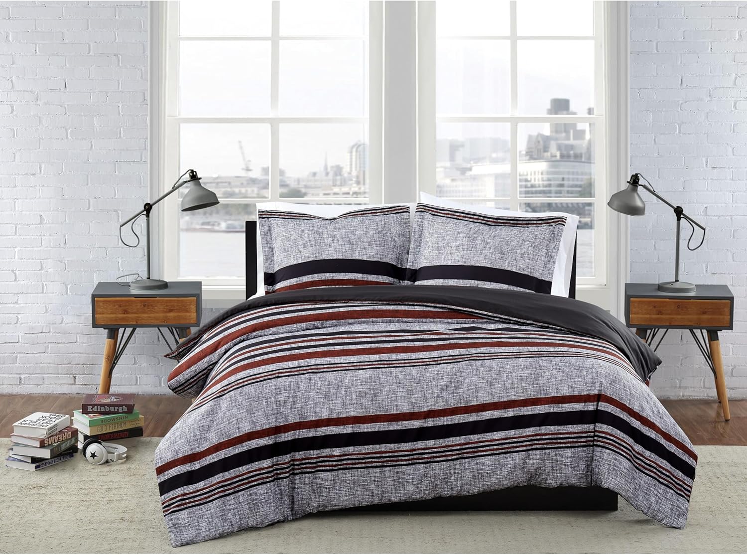 London Fog Warren Stripe Quilt Set 2-Piece Twin XL