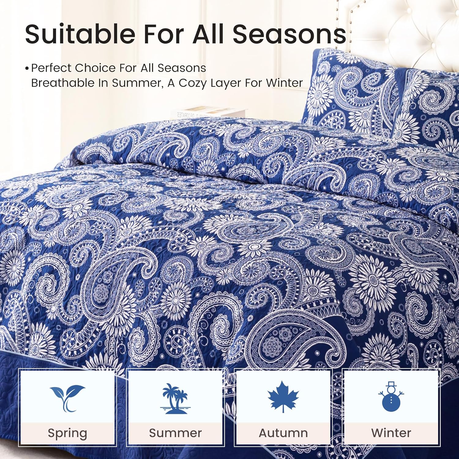 Sophia William Royal Blue Cal King Patchwork Quilt Set