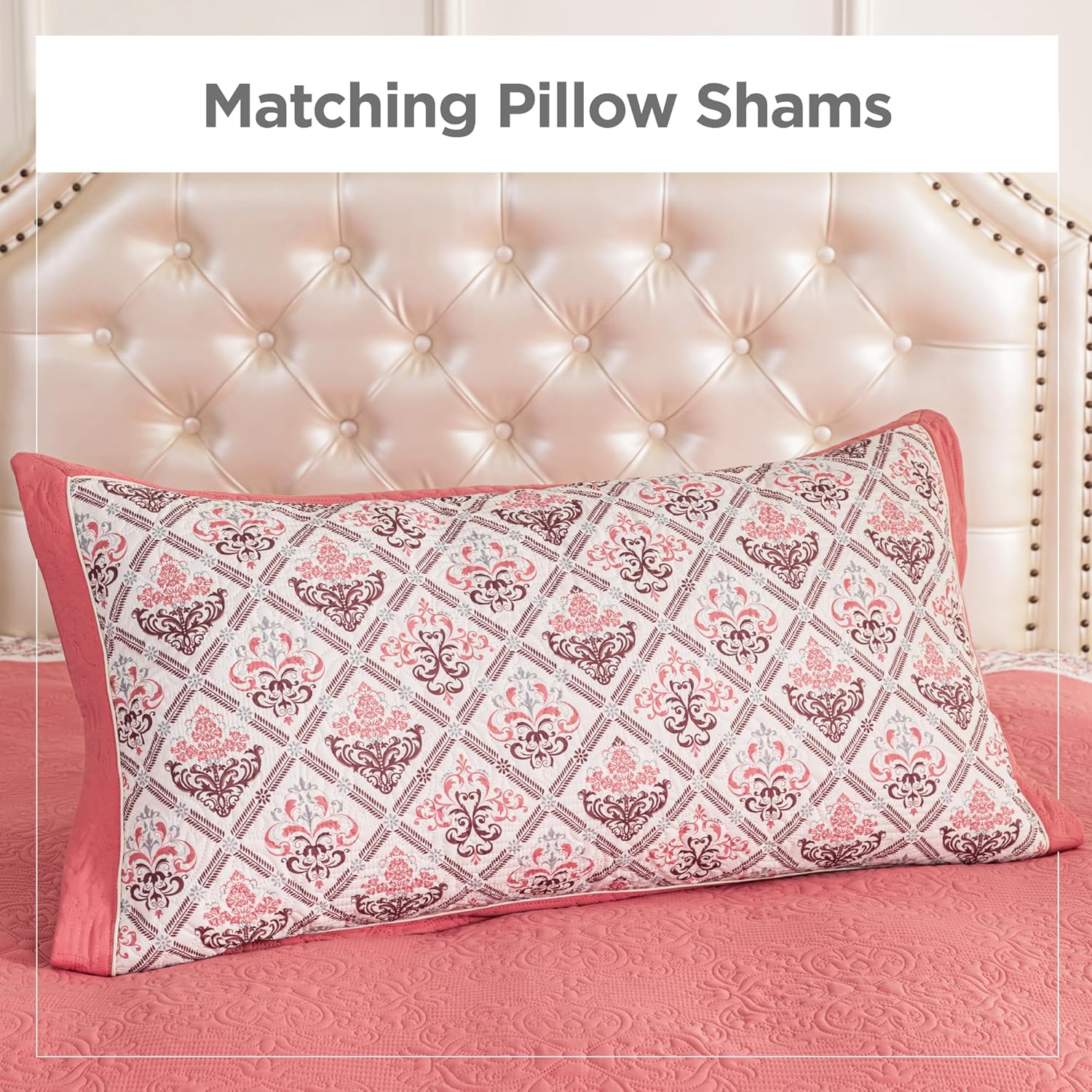 Sophia William Pink Queen Quilt Set 3 Piece