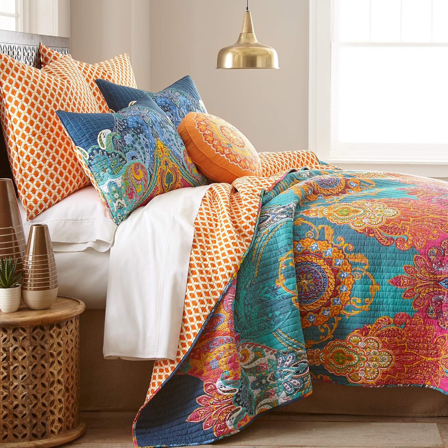 Levtex Home Mackenzie Quilt Set - KingCal King - Bohemian Pattern - Reversible - Cotton