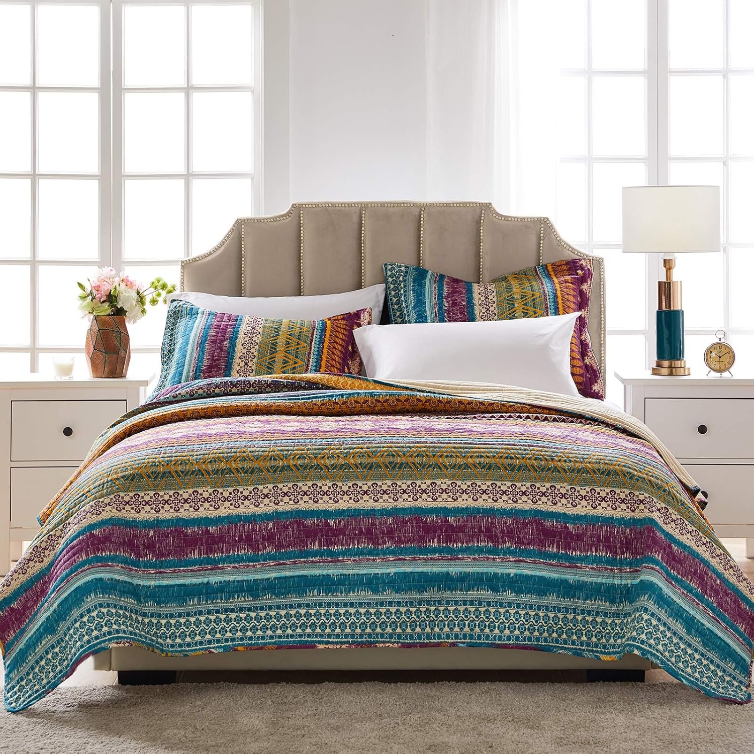 Greenland Home Southwest Cotton Quilt Set Siesta 3-Piece KingCal King 1