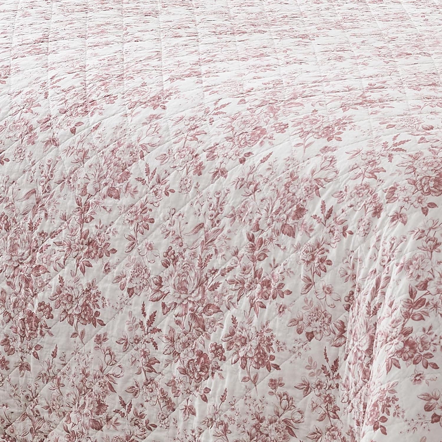 Lush Decor Peony Toile Reversible Cotton Quilt 3 Piece Set
