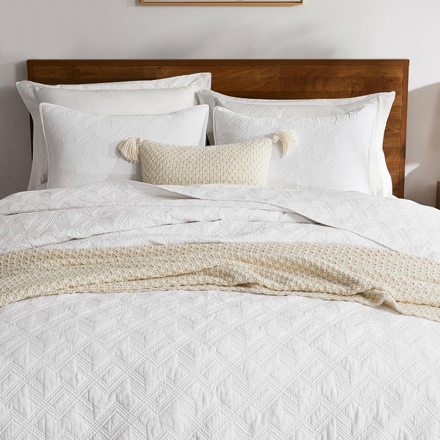 WDCOZY Cotton Quilt Set Twin Size with 1 Pillow Sham
