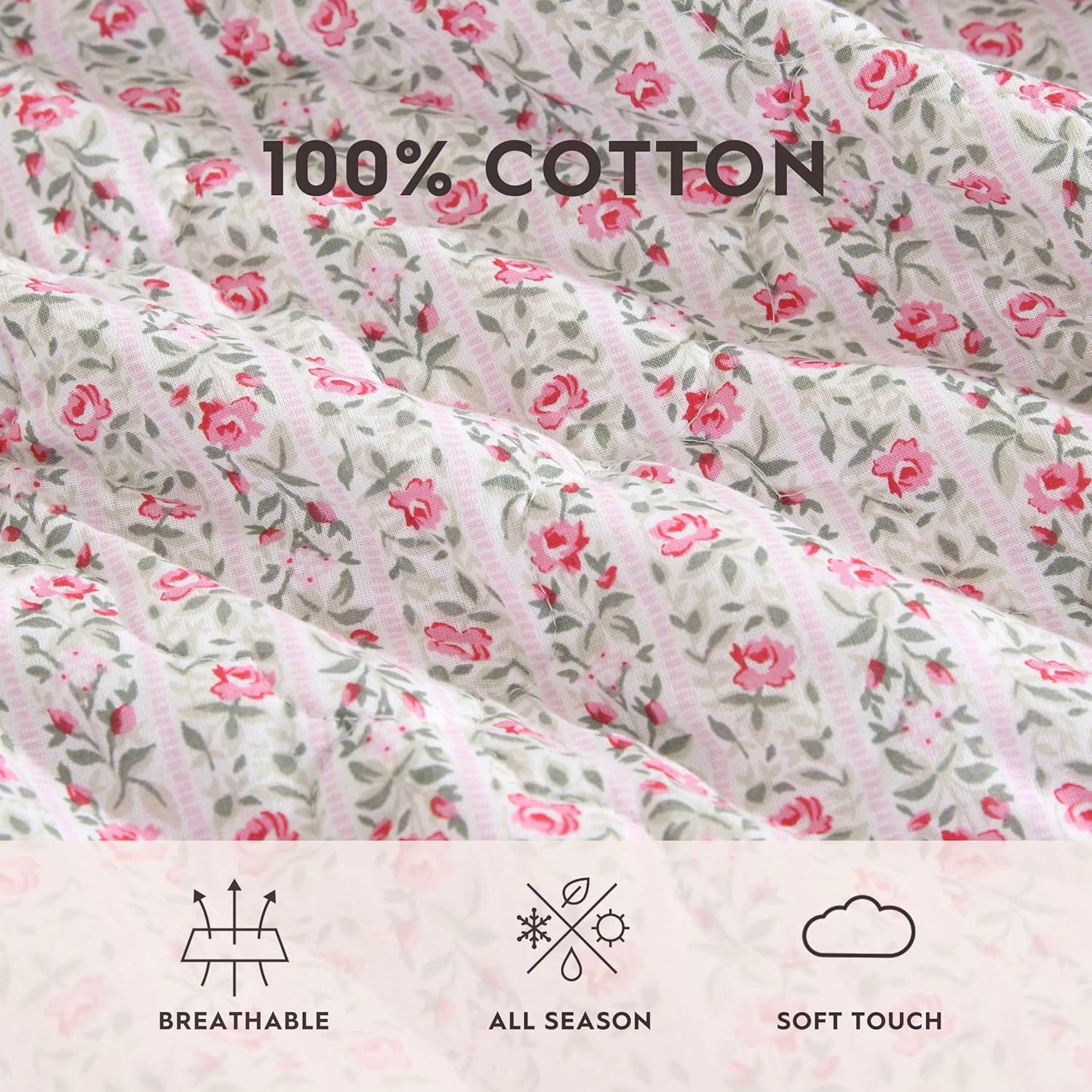 Laura Ashley Full Queen Quilt Set with Matching Shams