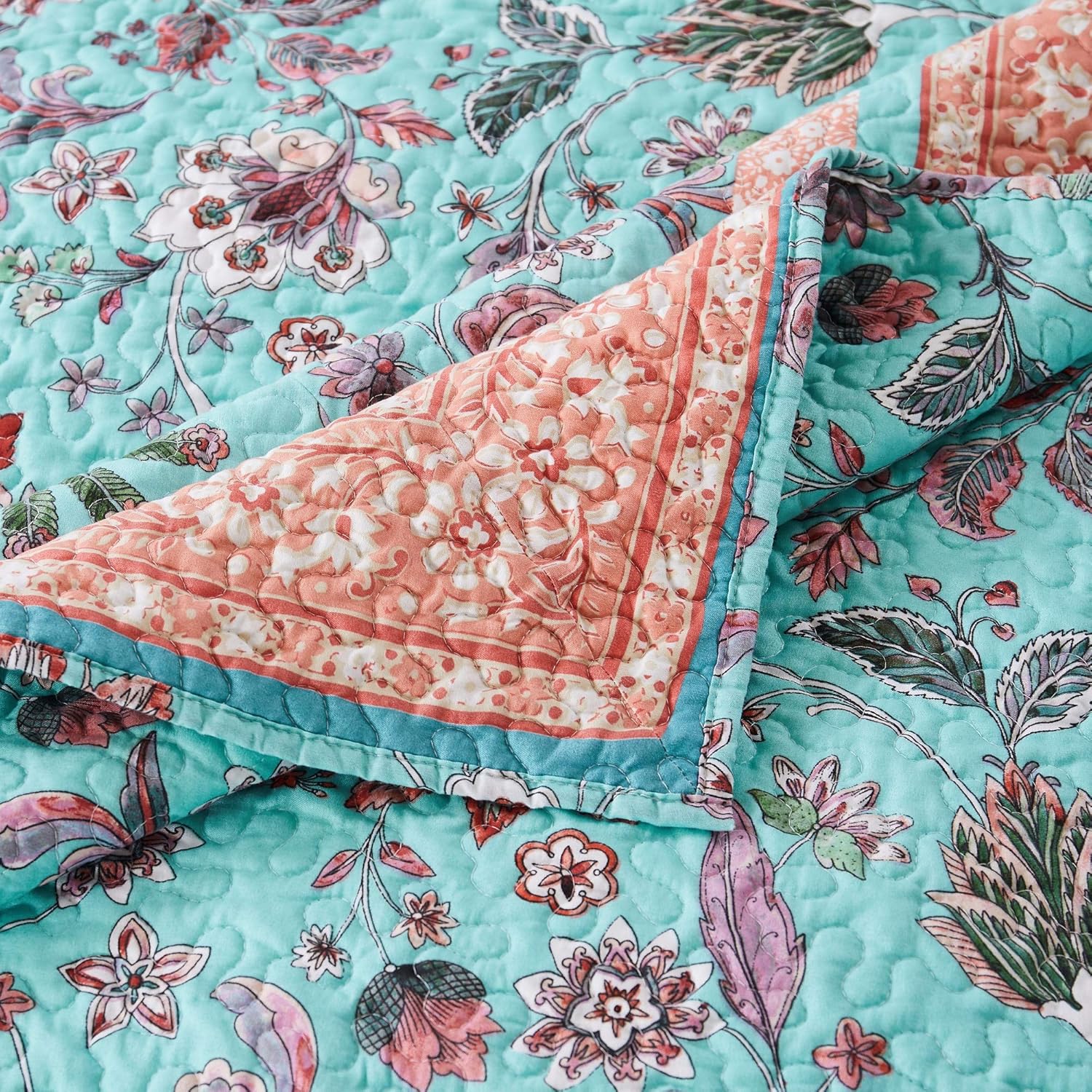 Greenland Home Barefoot Bungalow Quilt Set 3-Piece FullQueen Turquoise