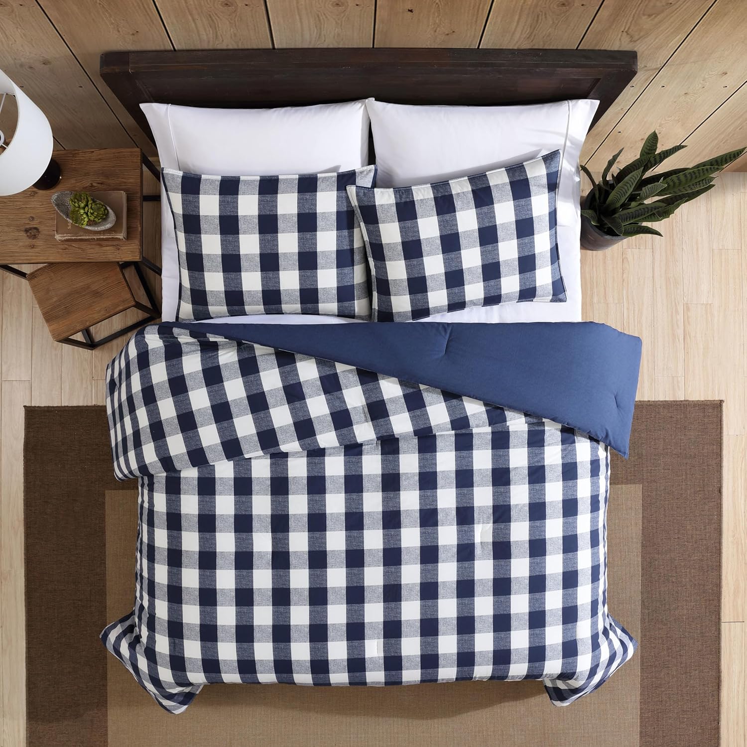 Eddie Bauer Queen Comforter Set with Reversible Plaid Design
