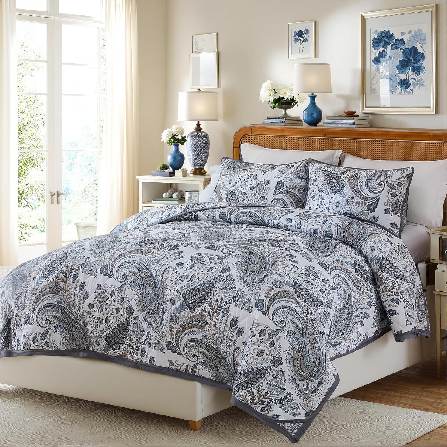 Cozaline 100 Cotton King Quilt Set with 2 Pillowcases