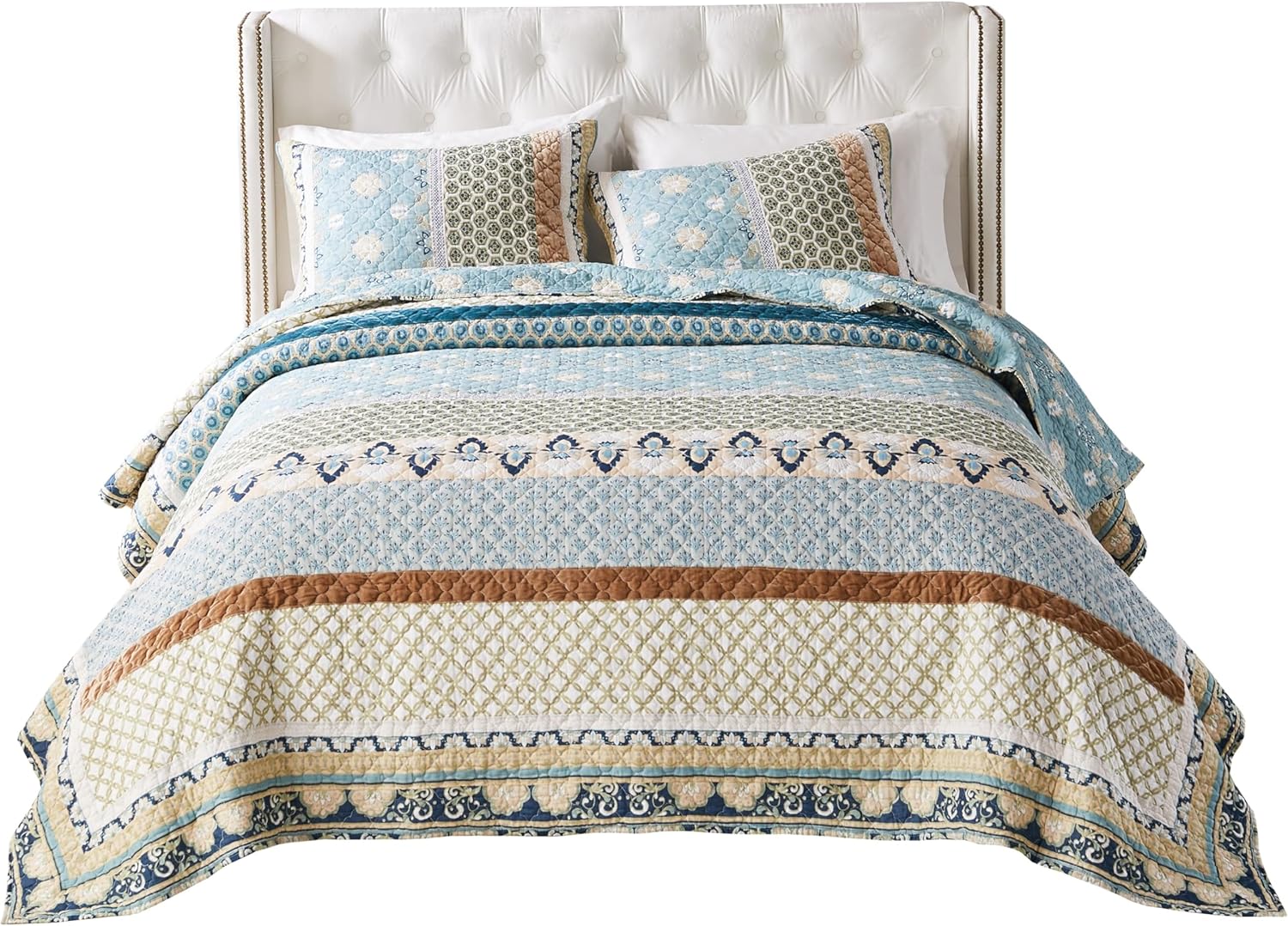 Greenland Home Thalia Quilted Bedding Set 3-Piece FullQueen Blue