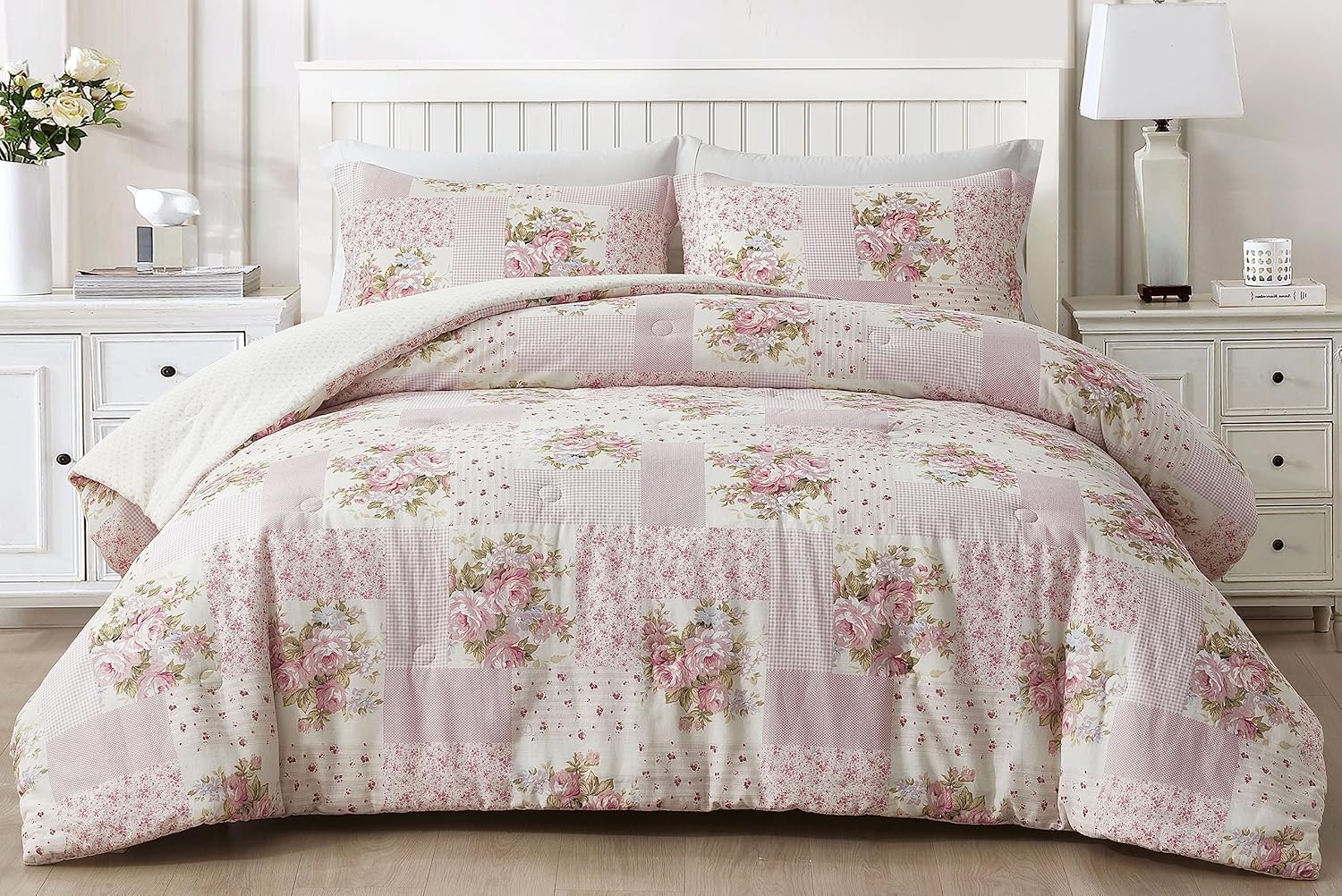Chezmoi Rosy 3-Piece Queen Comforter Set
