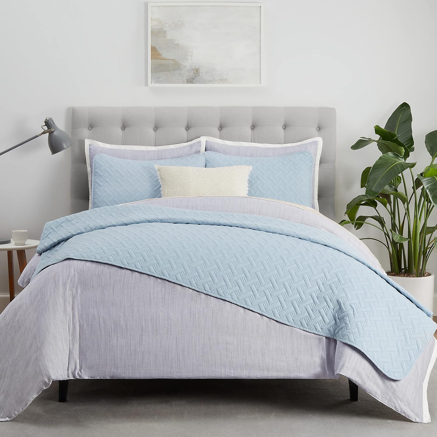 Serta ComfortSure Soft 3-Piece Quilt Bedding Set Light Blue