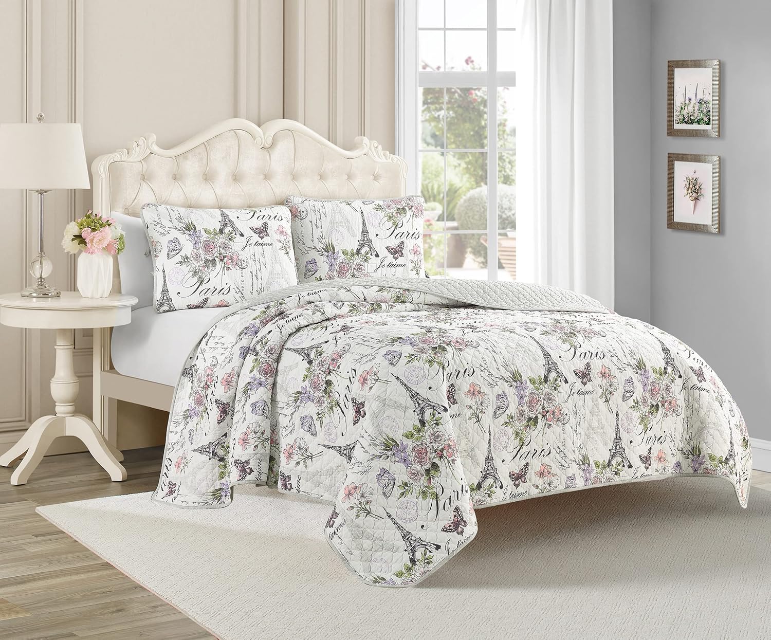 Home Resort Paris Floral King Quilt Set