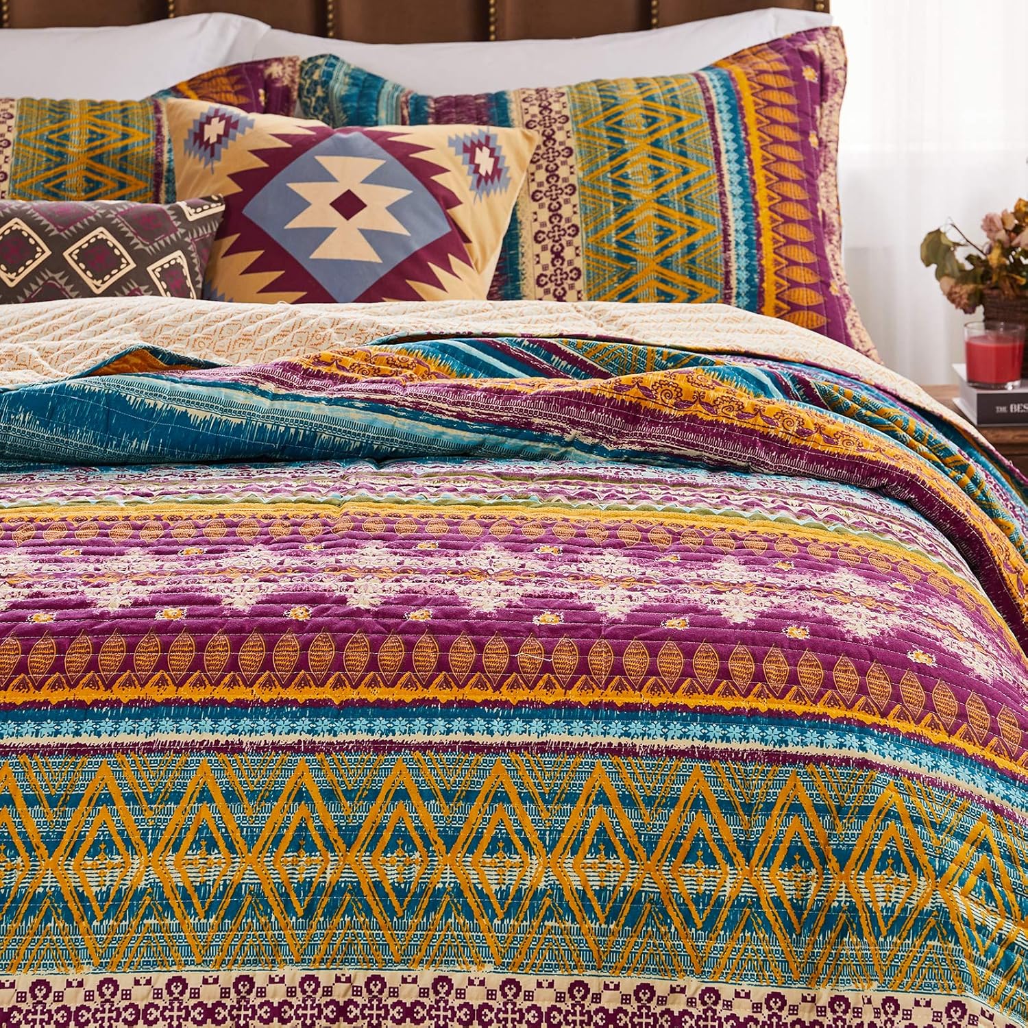 Greenland Home Southwest Cotton Quilt Set Siesta 3-Piece KingCal King 1