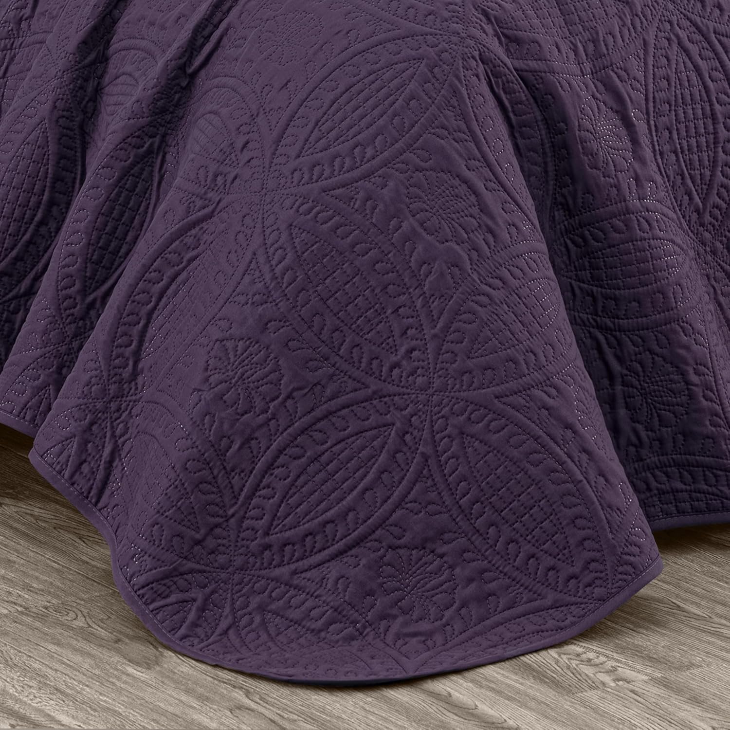 Chezmoi Austin 3-Piece Oversized Bedspread Set King Purple