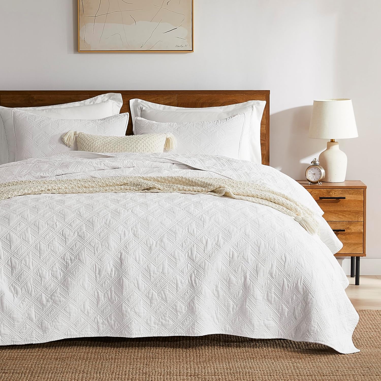 WDCOZY Cotton Quilt Set Twin Size with 1 Pillow Sham
