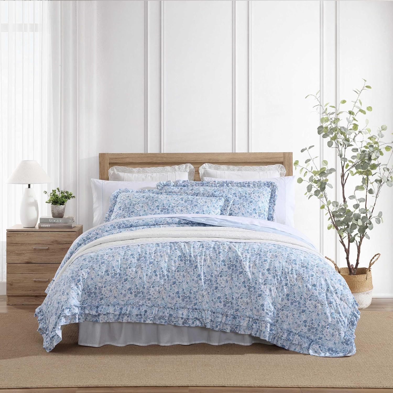 Laura Ashley Twin Quilt Set with Ruffle Embellishment