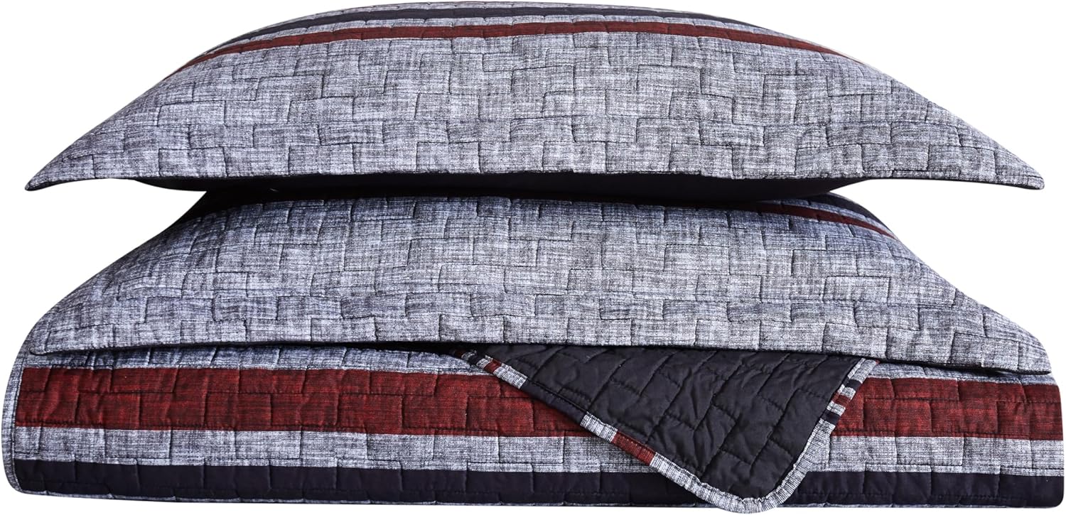 London Fog Warren Stripe Quilt Set 2-Piece Twin XL