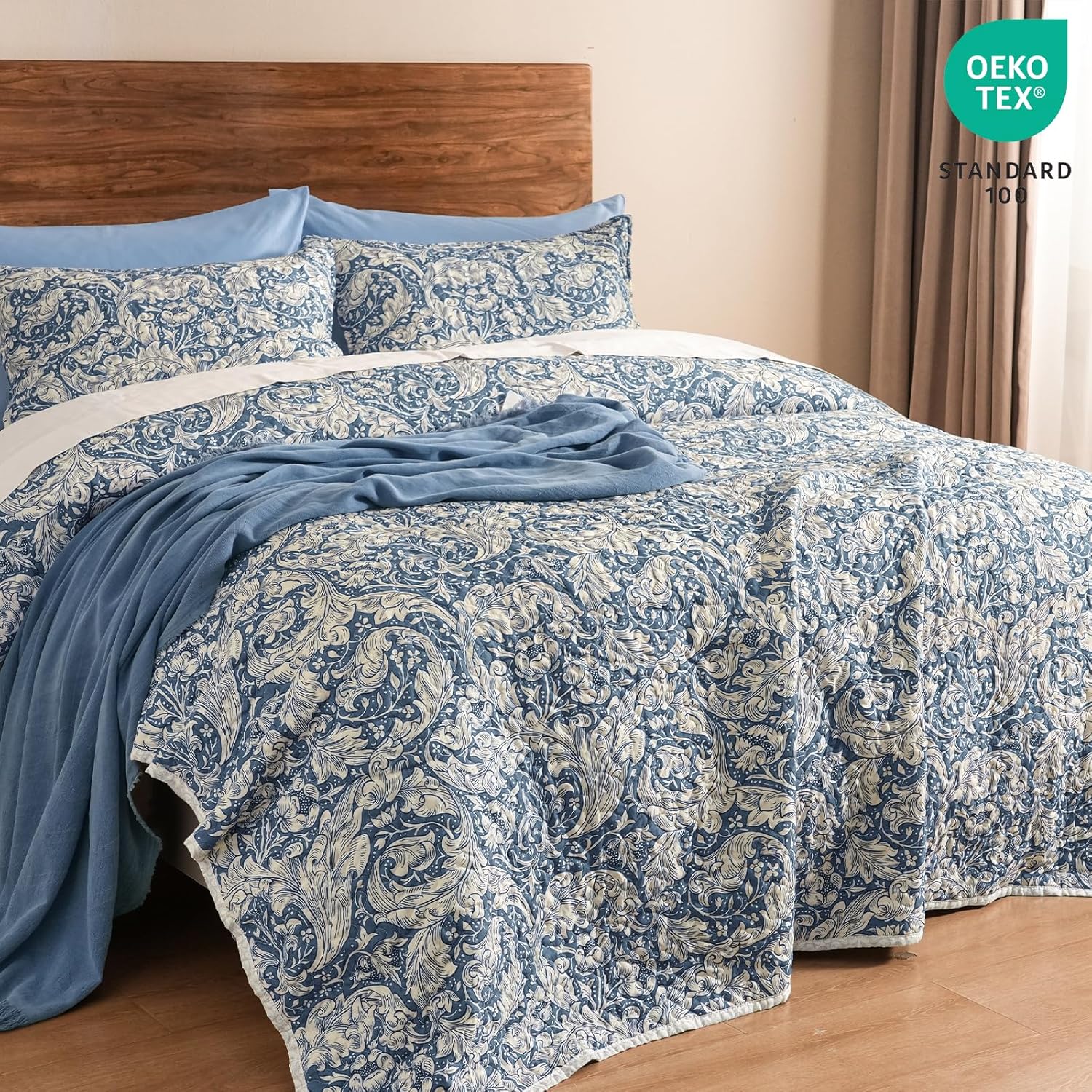 PHF Floral Patchwork Quilt Set Twin Size 68x86