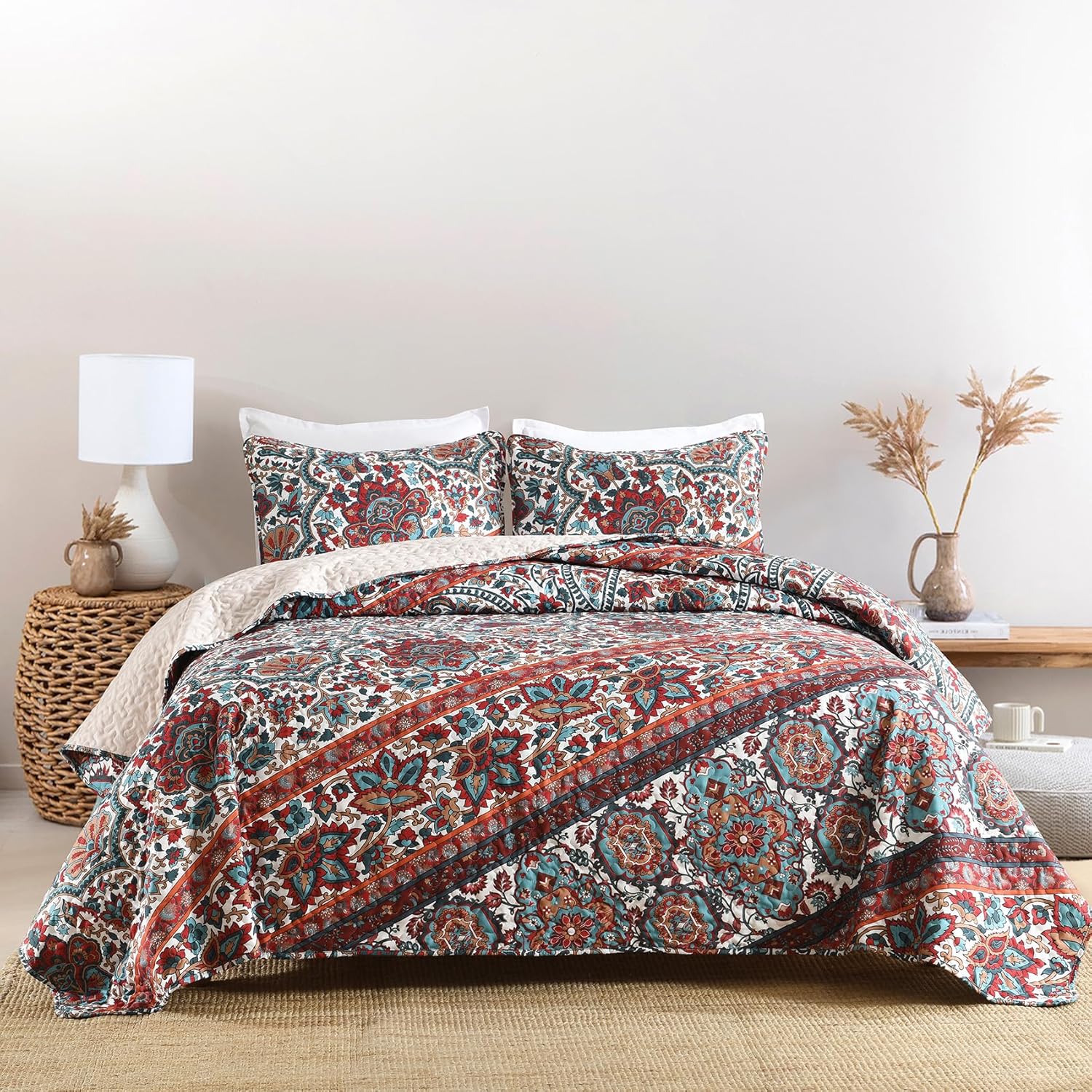 HORIMOTE HOME Boho Reversible Queen Quilt Set