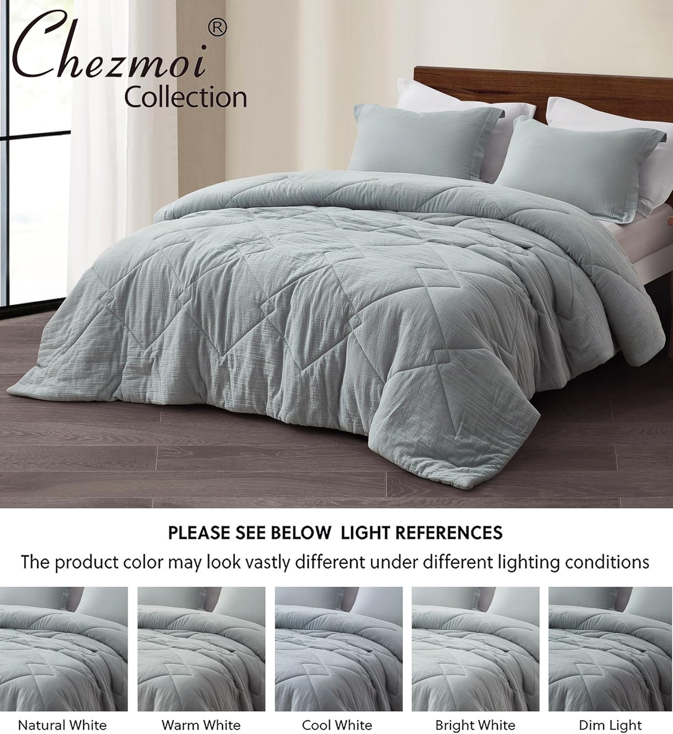 Chezmoi Skye 2-Piece Cotton Muslin Comforter Set
