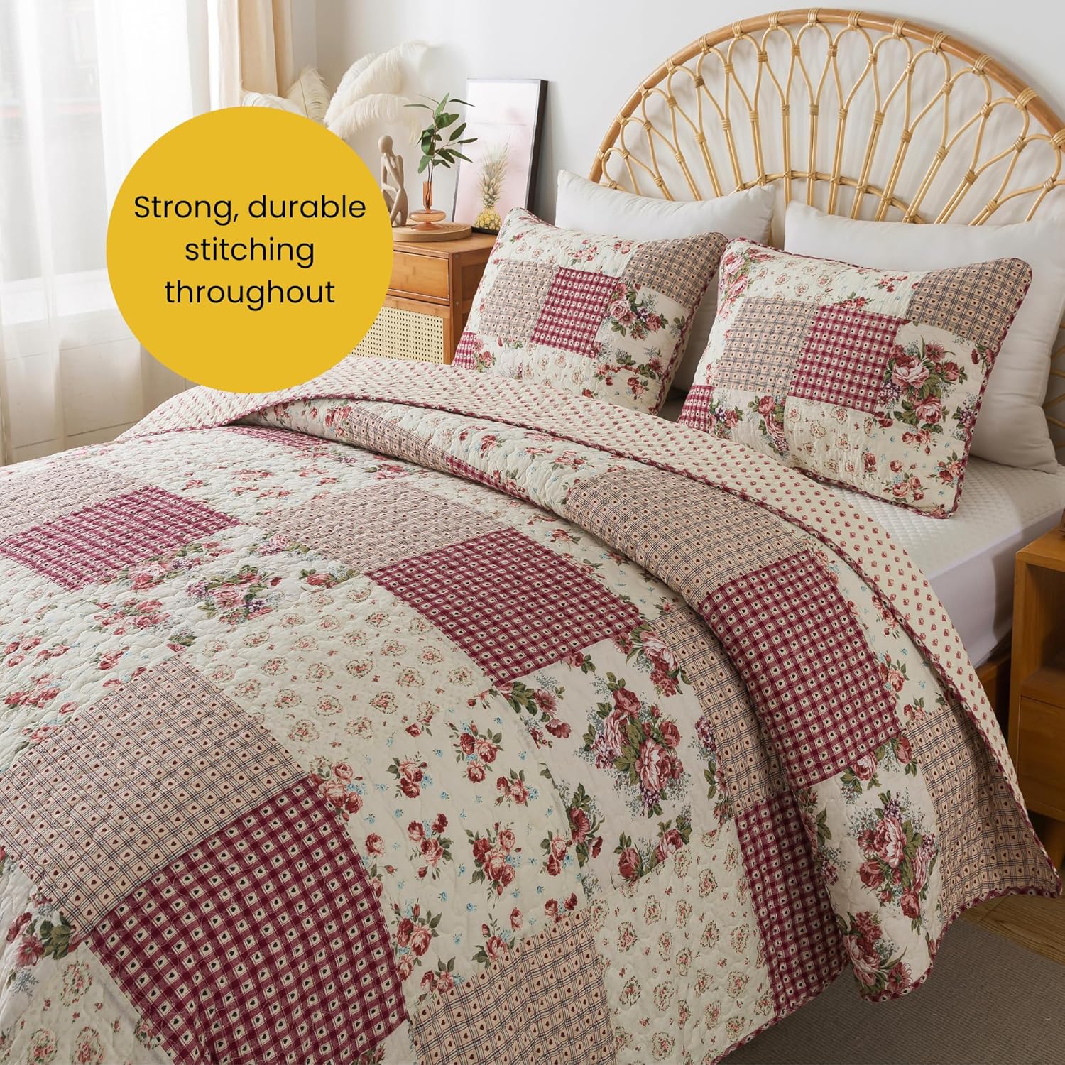SLPR Country Roses Patchwork Quilt Set - Twin Size 1