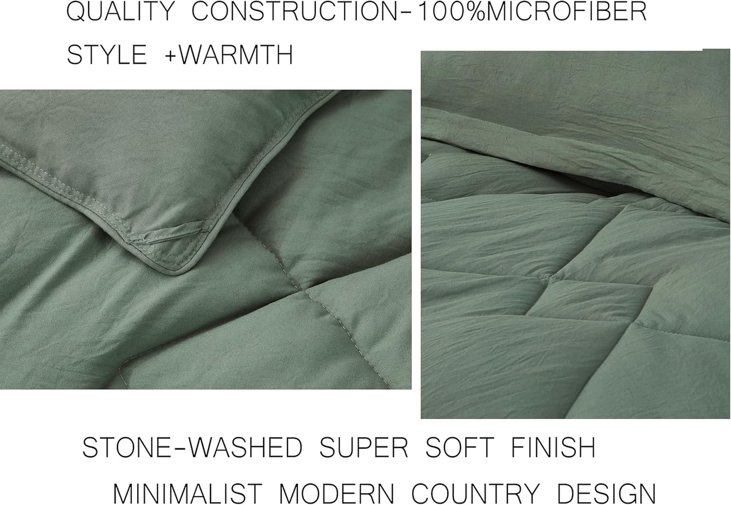 Chezmoi Logan Sage Green Comforter Set Twin XL