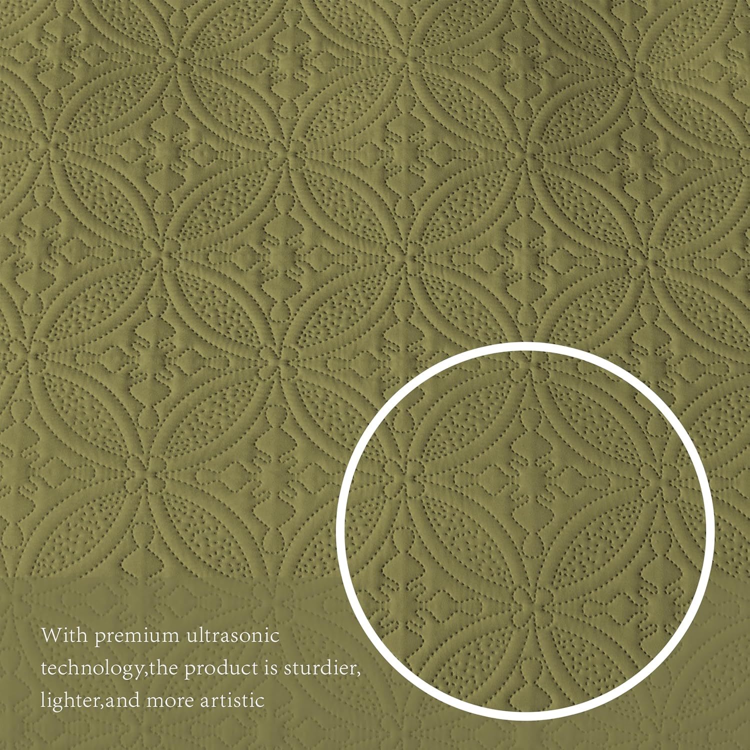 WURUIBO Twin Quilt Set Olive Green Microfiber 1