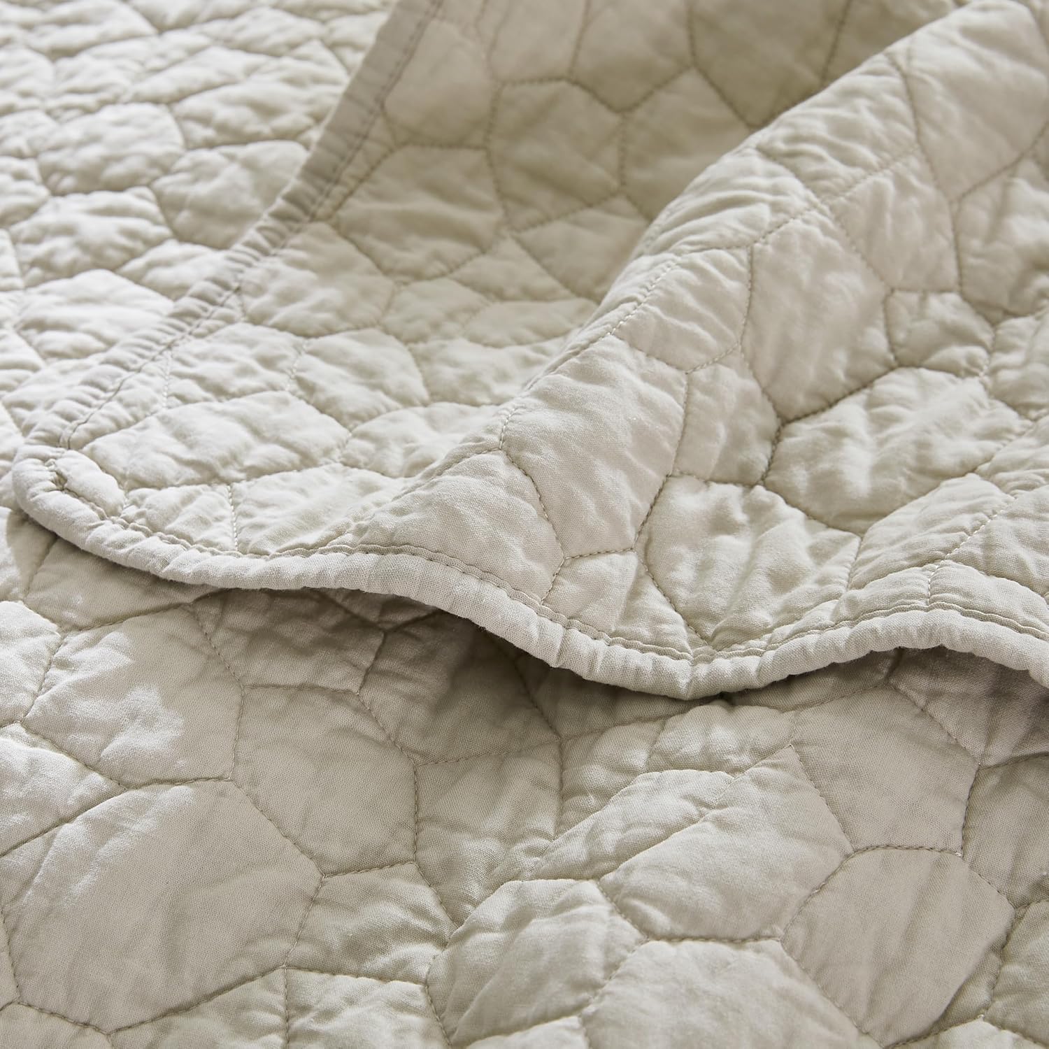Palassio Beige Cotton Quilt Twin Set with Pillow Sham