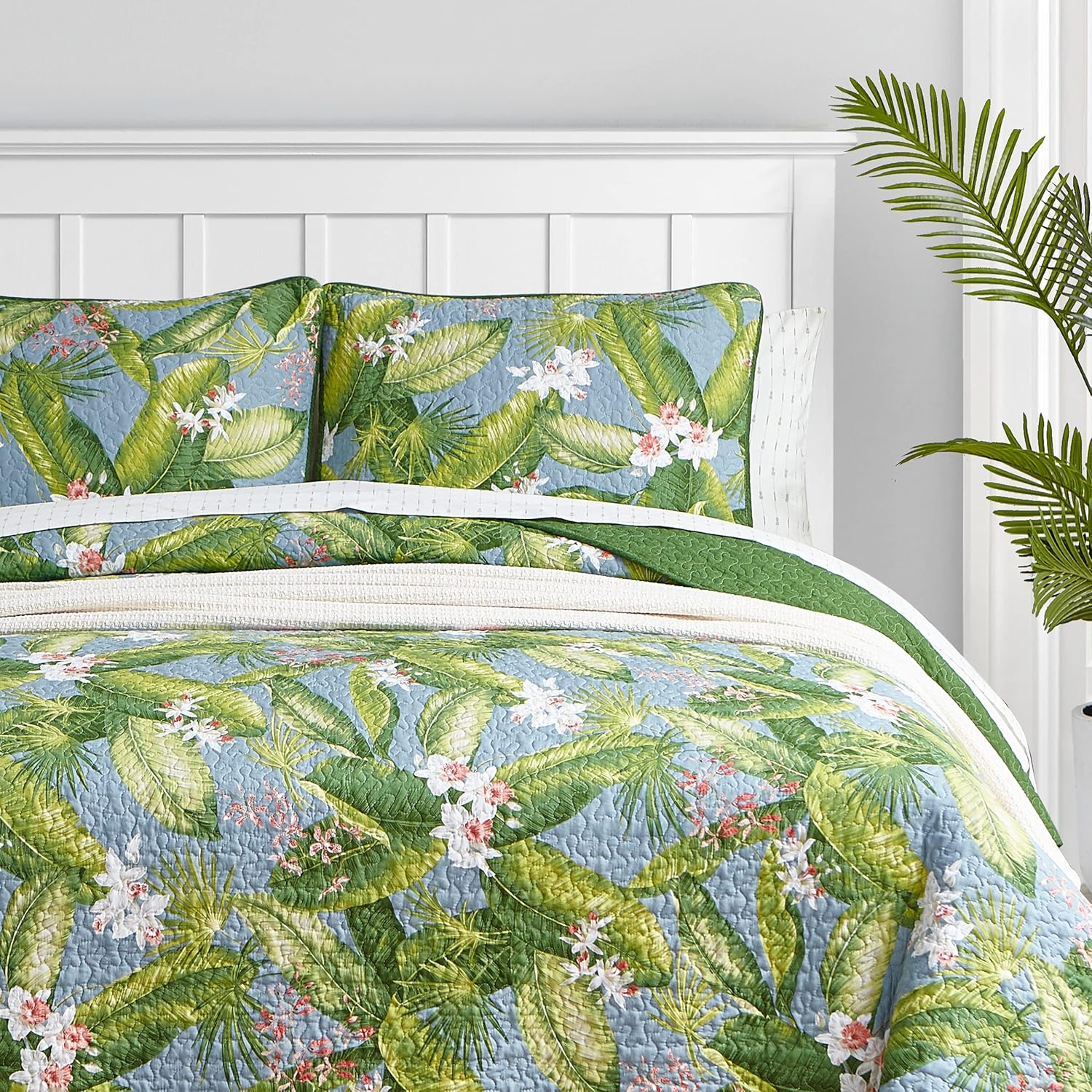 Tommy Bahama Twin Quilt Set - Reversible Cotton Bedding