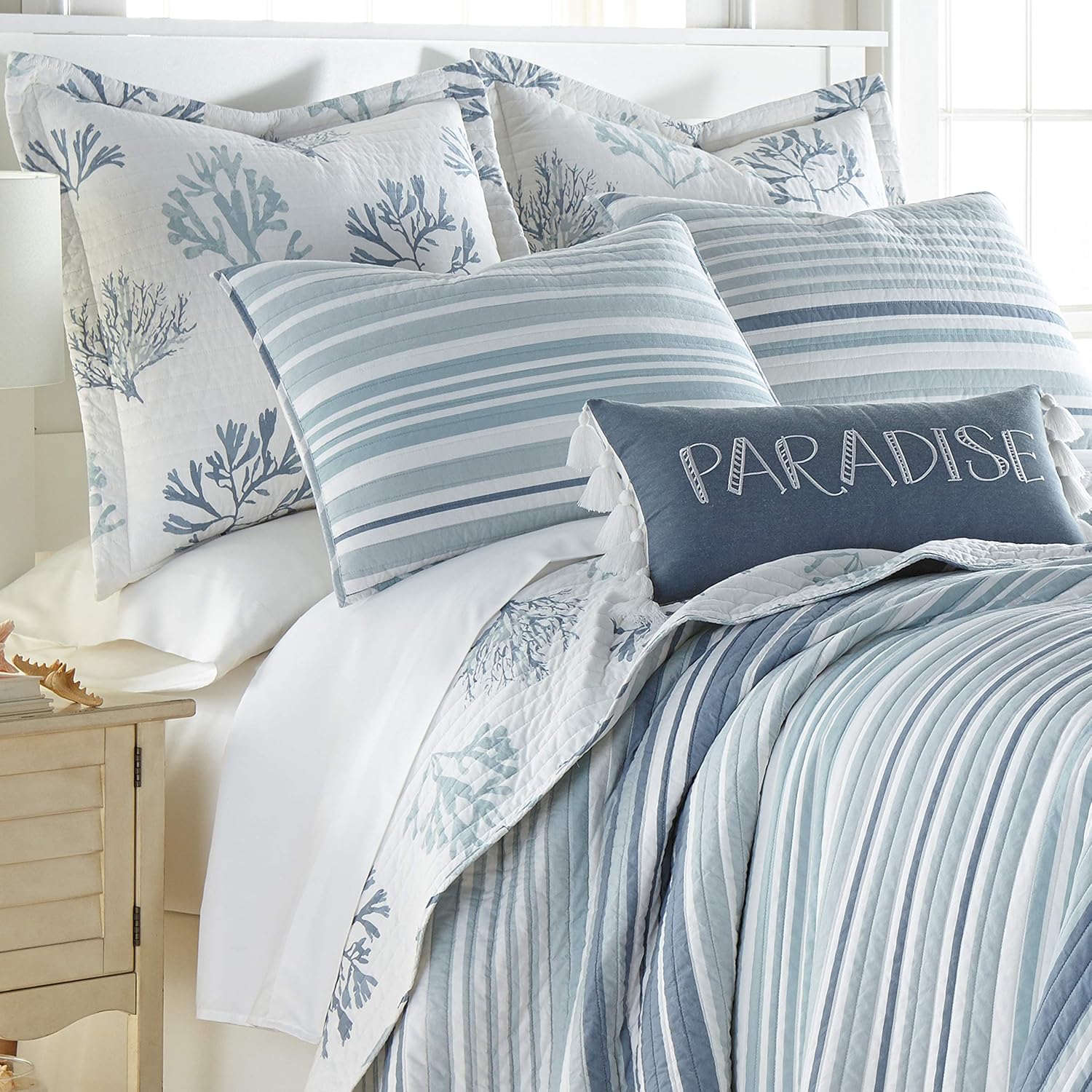 Levtex Home Truro Quilt Set - Stripe in Shades of Blue