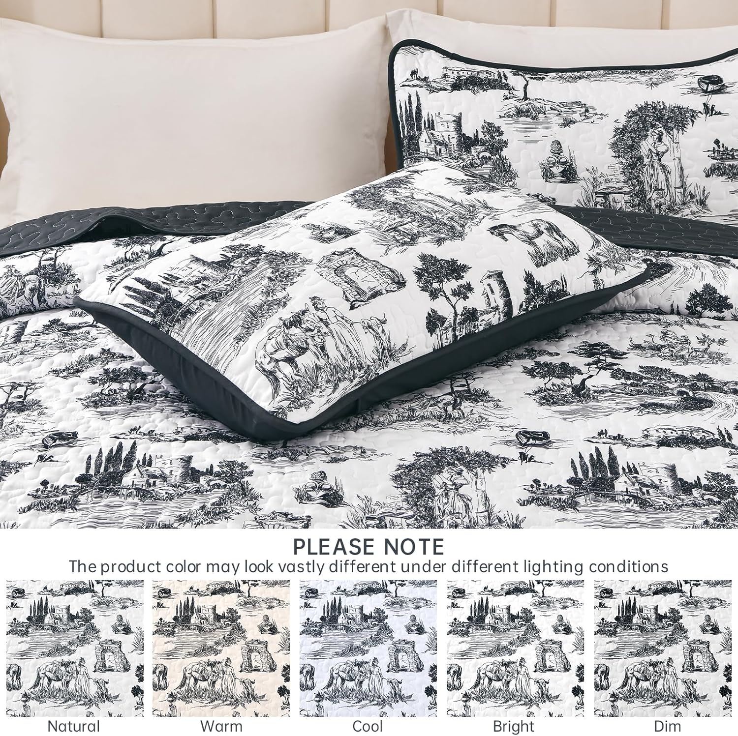 Drucon Black Farmhouse Quilt Set for King Size