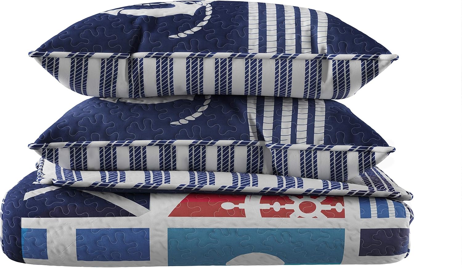 Lavish Home 2-Piece Twin Quilt Set - Coastal Themed Reversible Bedspread with Sham