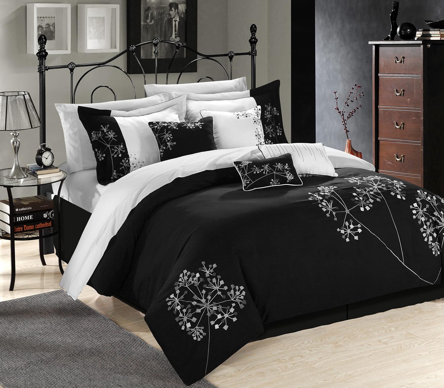 Chic Home 8 Piece Pink Floral Comforter Set Queen 1