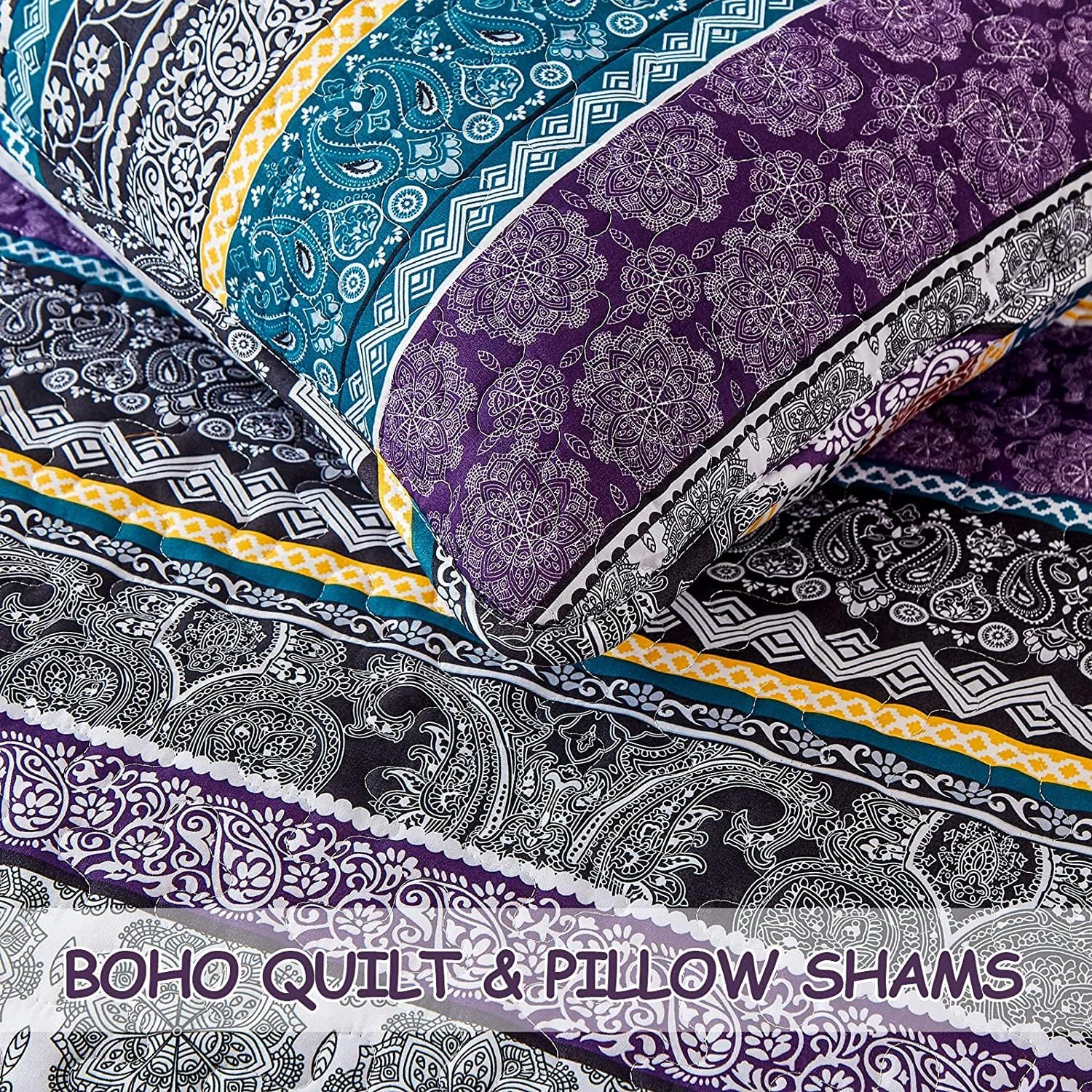 Wongs Boho Purple Quilt Set Twin Size 2 Pieces