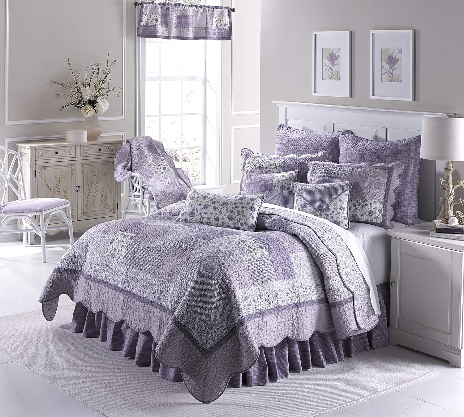 Donna Sharp Full Queen Quilt Set - Lavender Rose Patchwork