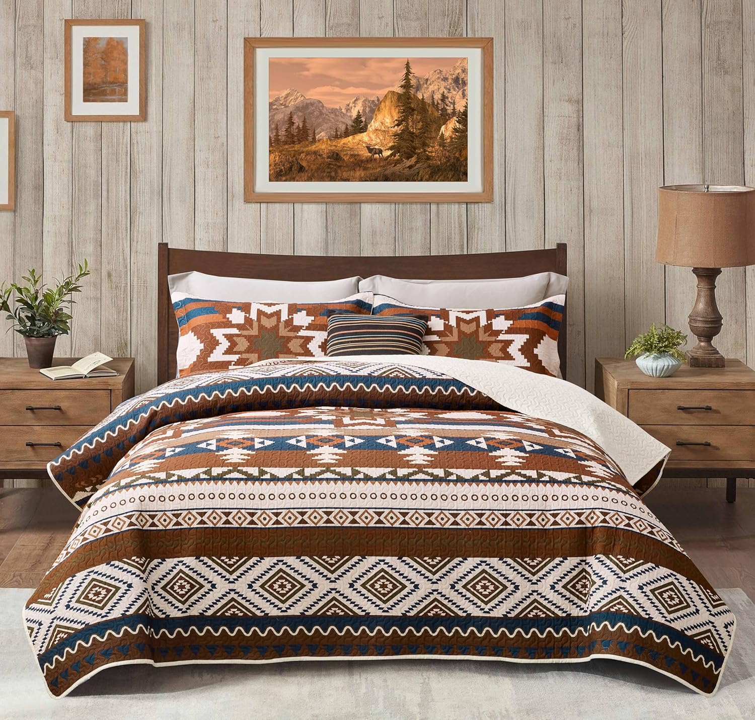 Notepure Southwestern Quilt Set 3 Piece Queen Size