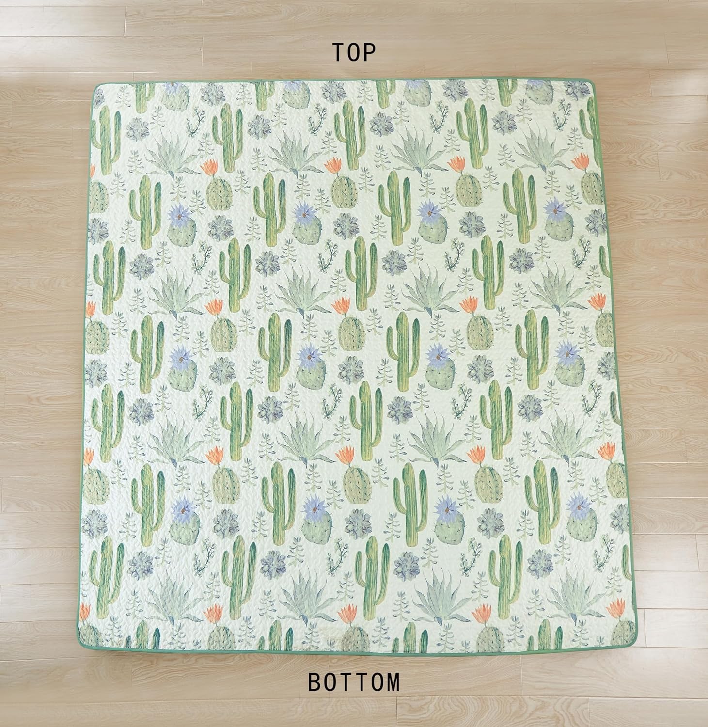 Chezmoi Gregory 2-Piece Quilt Set - Green Blue Cactus Print