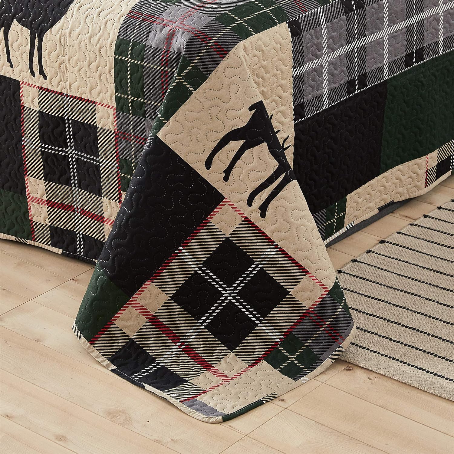 Ycosy Moose Deer Quilt Set Twin Size Reversible Bedspread 1