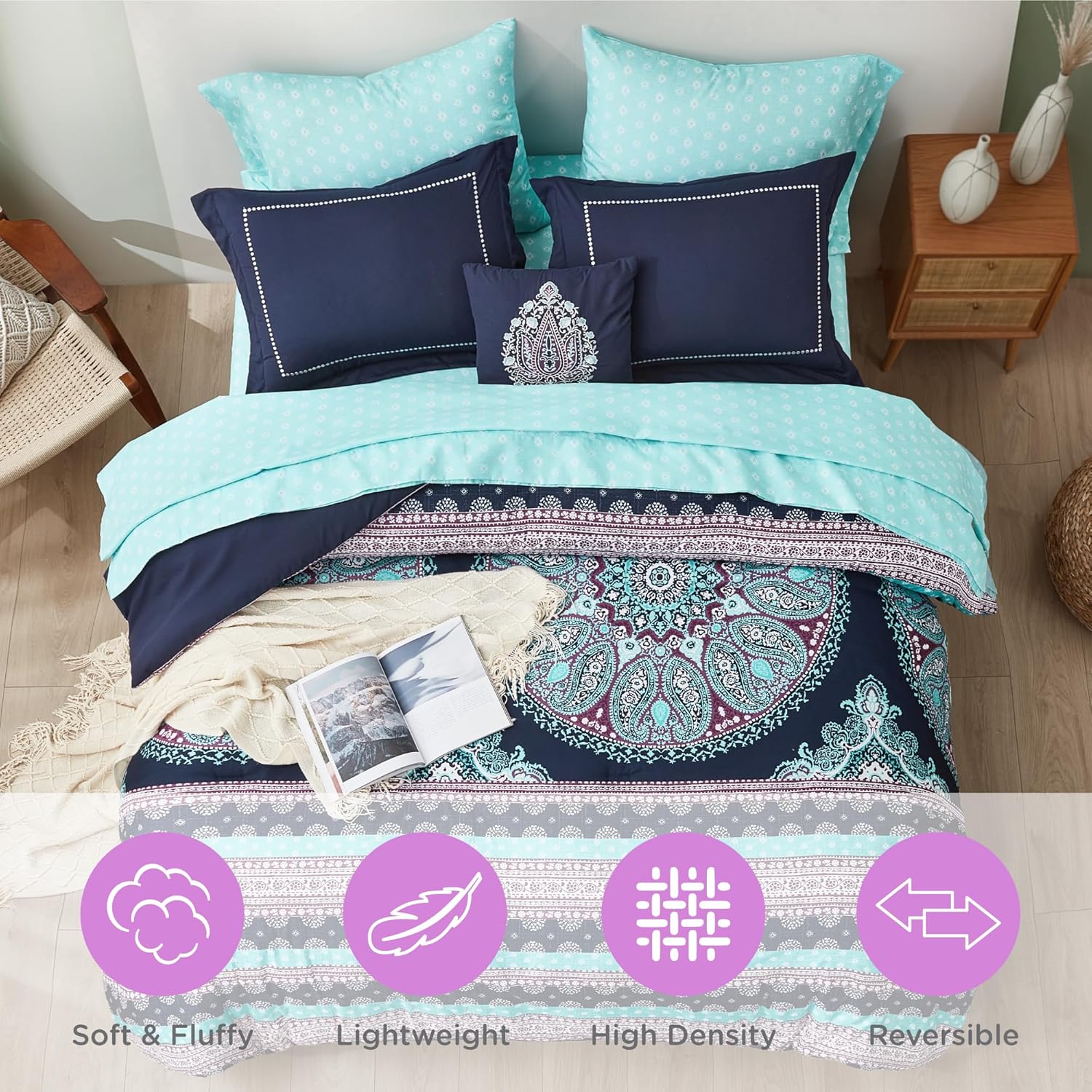 Degrees of Comfort Blue Twin XL Comforter Set with Side Pockets