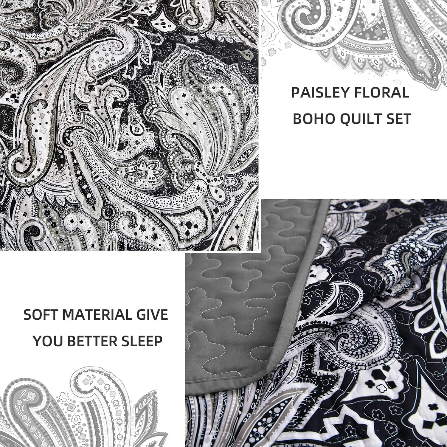 DJY Paisley Quilt Set King Size 3 Pieces