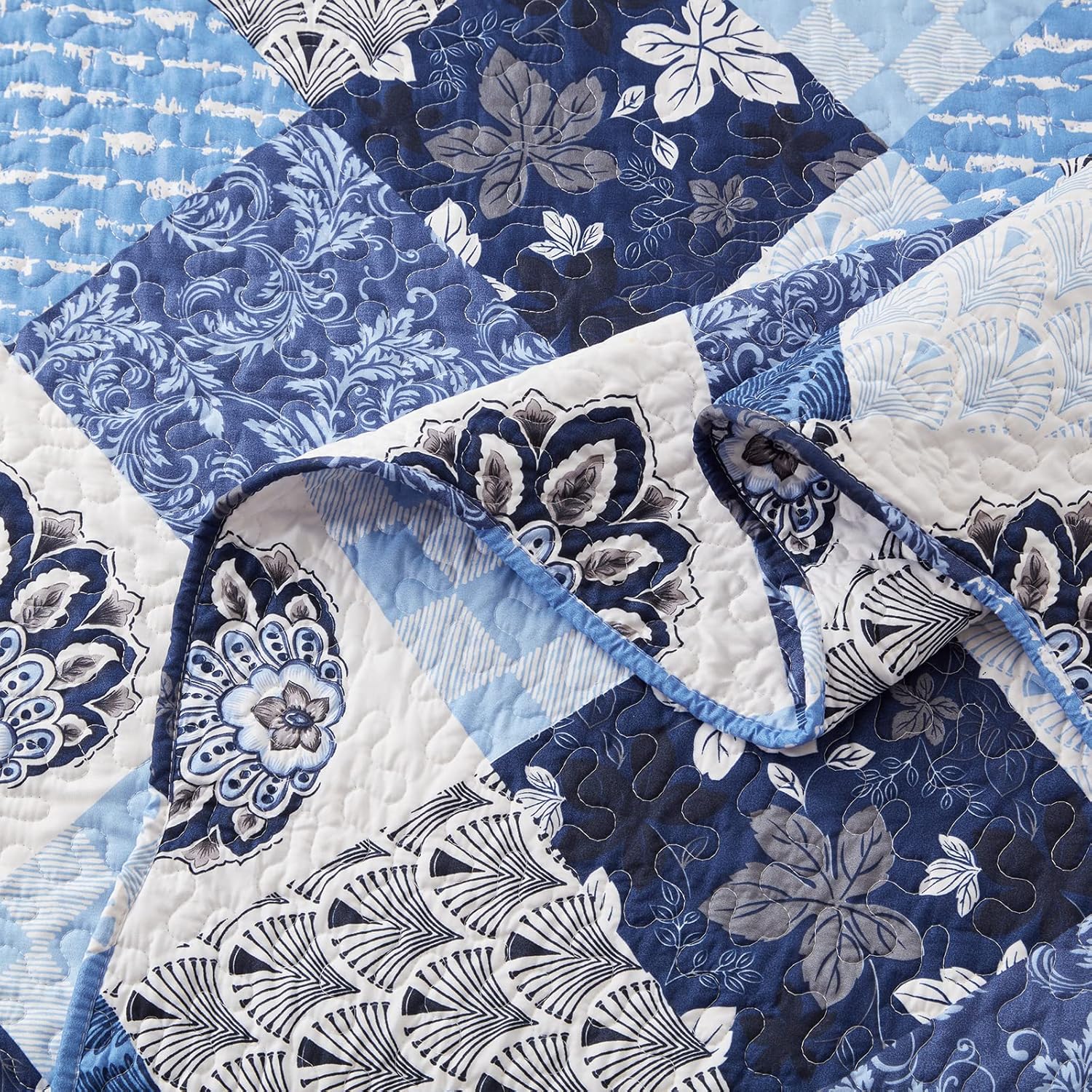 LEAONME Full Queen Quilt Set 3 Pieces Reversible