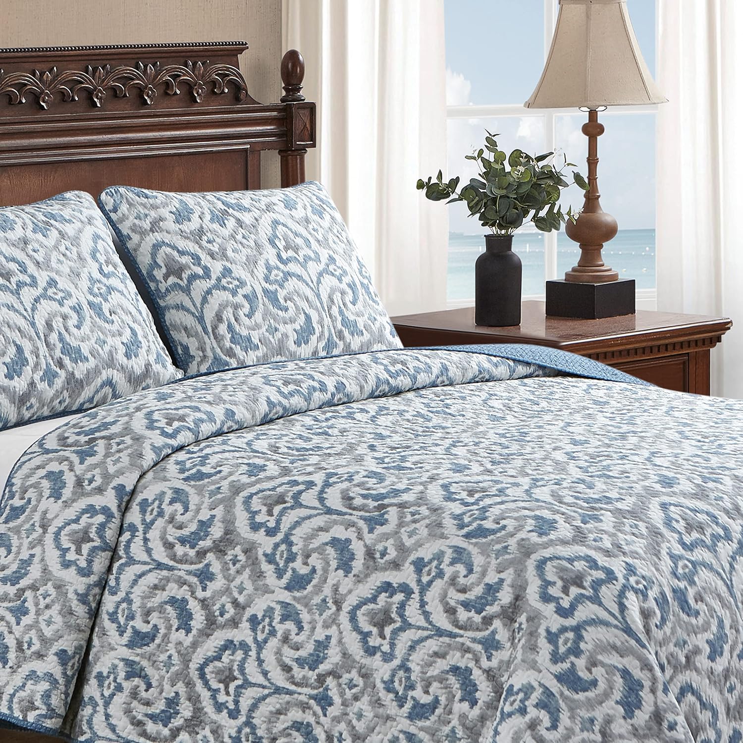 Tommy Bahama Twin Quilt Set - Reversible Cotton Bedding with Matching Sham